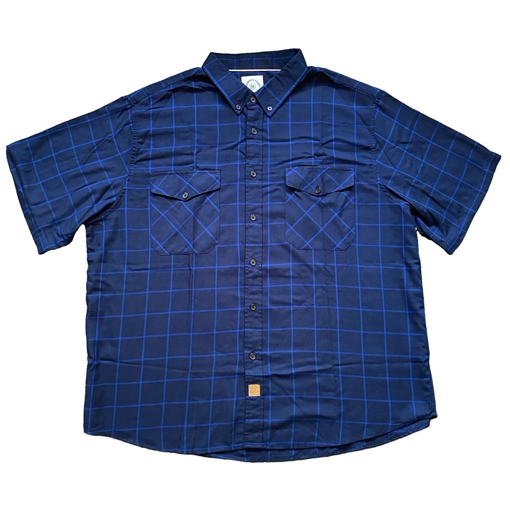 Customized Version Designed by Dubinik Shirt 2XL Navy Plaid Short Sleeve Bamboo